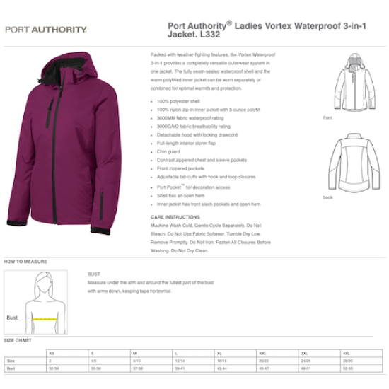 Ladies Port Authority Ladies Vortex Waterproof 3-in-1 Jacket